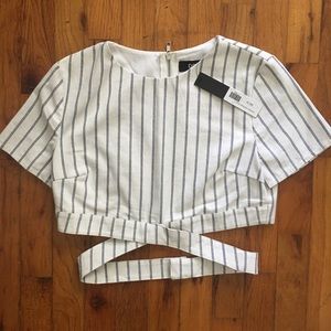 striped crop top. summer top. white top. do & be